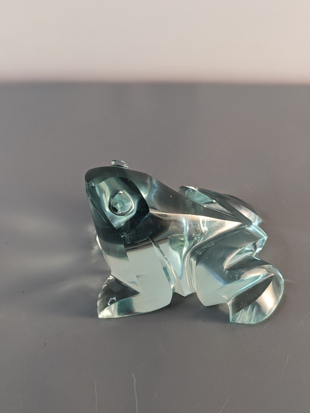 Vintage Faceted Glass Frog Figurine Crystal Style Collectible Paperweight